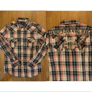 Men’s Monarchy striped button down Shirt NWOT (M)